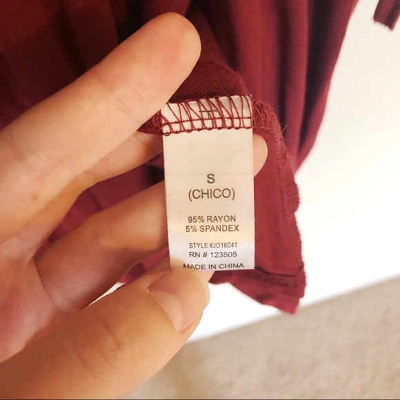 Heart & Hips Faux Wrap Dress Wine Red Long Sleeve - Picture 6 of 10